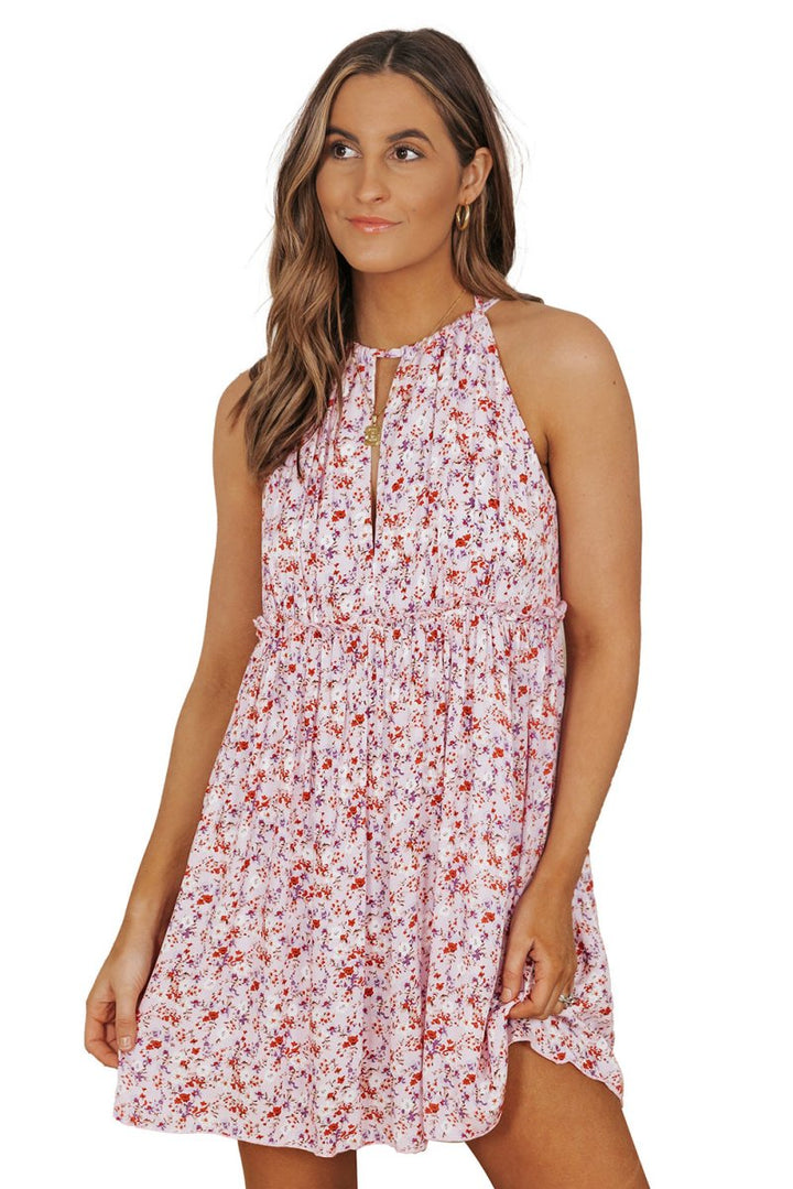 Aubrielle Sleeveless Front Cut-out Backless Floral Dress - Rebel Nomad