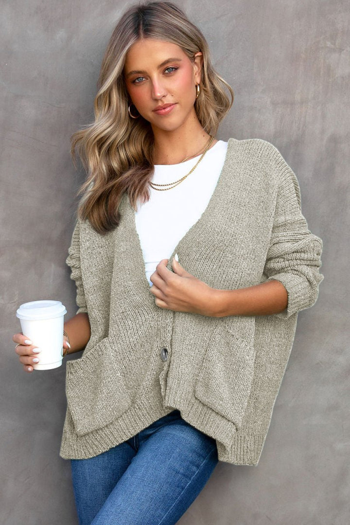 Aylin Buttons Front Pocketed Sweater Cardigan - Rebel Nomad