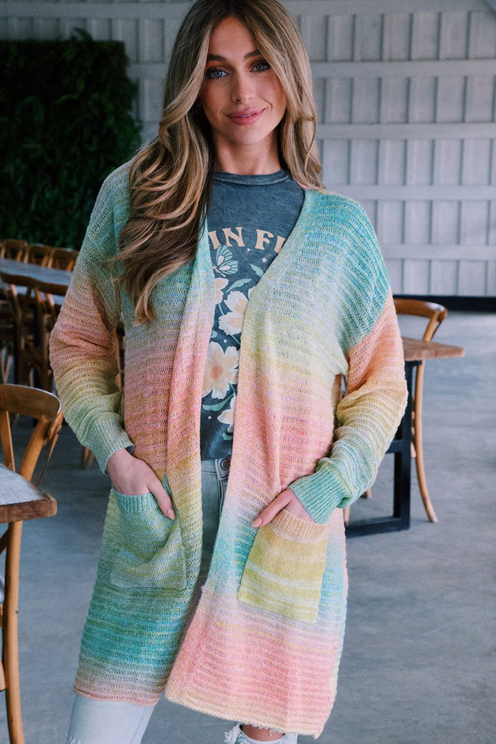 Azaria Gradient Knit Open Cardigan with Pockets - Rebel Nomad