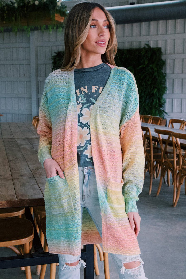 Azaria Gradient Knit Open Cardigan with Pockets - Rebel Nomad