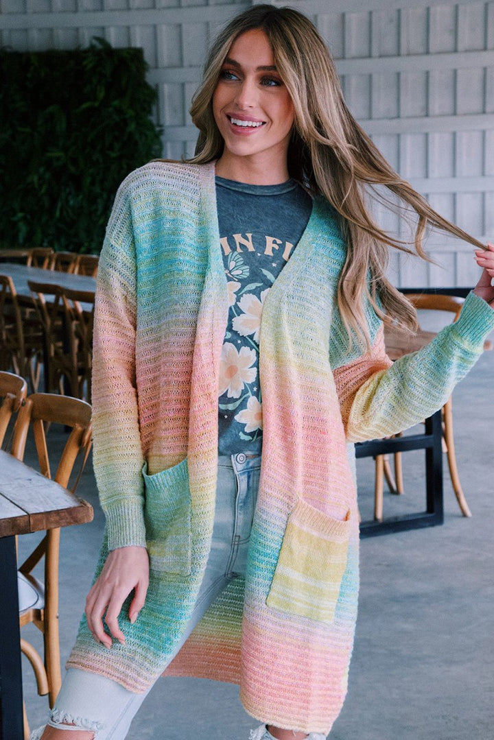 Azaria Gradient Knit Open Cardigan with Pockets - Rebel Nomad