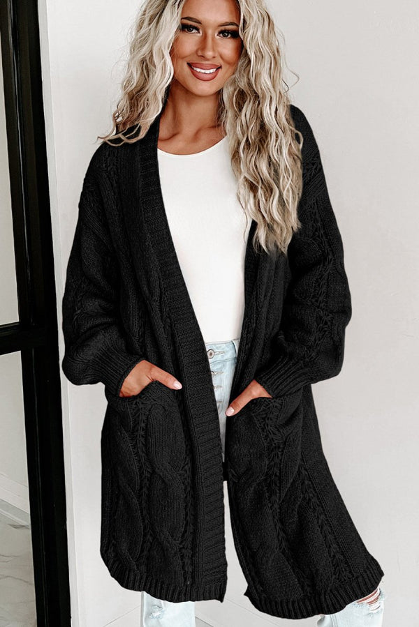 Braylee Ribbed Trim Eyelet Cable Knit Cardigan - Rebel Nomad