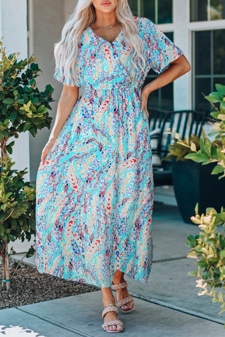 Briallen Wrap V-neck Floral Maxi Dress - Rebel Nomad