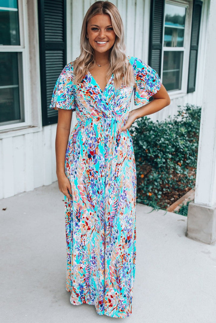 Briallen Wrap V-neck Floral Maxi Dress - Rebel Nomad