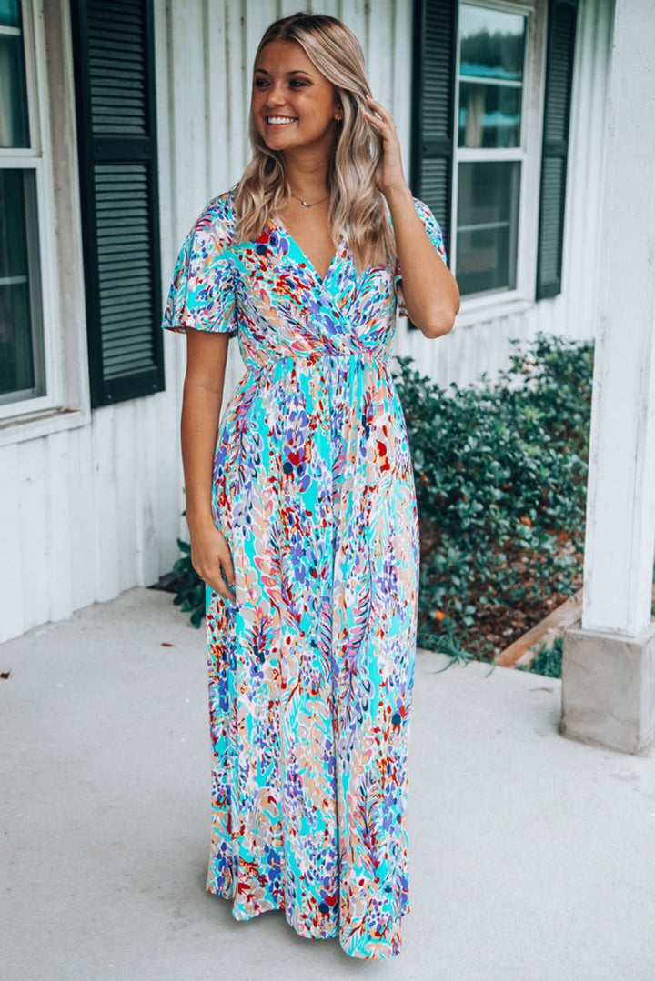 Briallen Wrap V-neck Floral Maxi Dress - Rebel Nomad