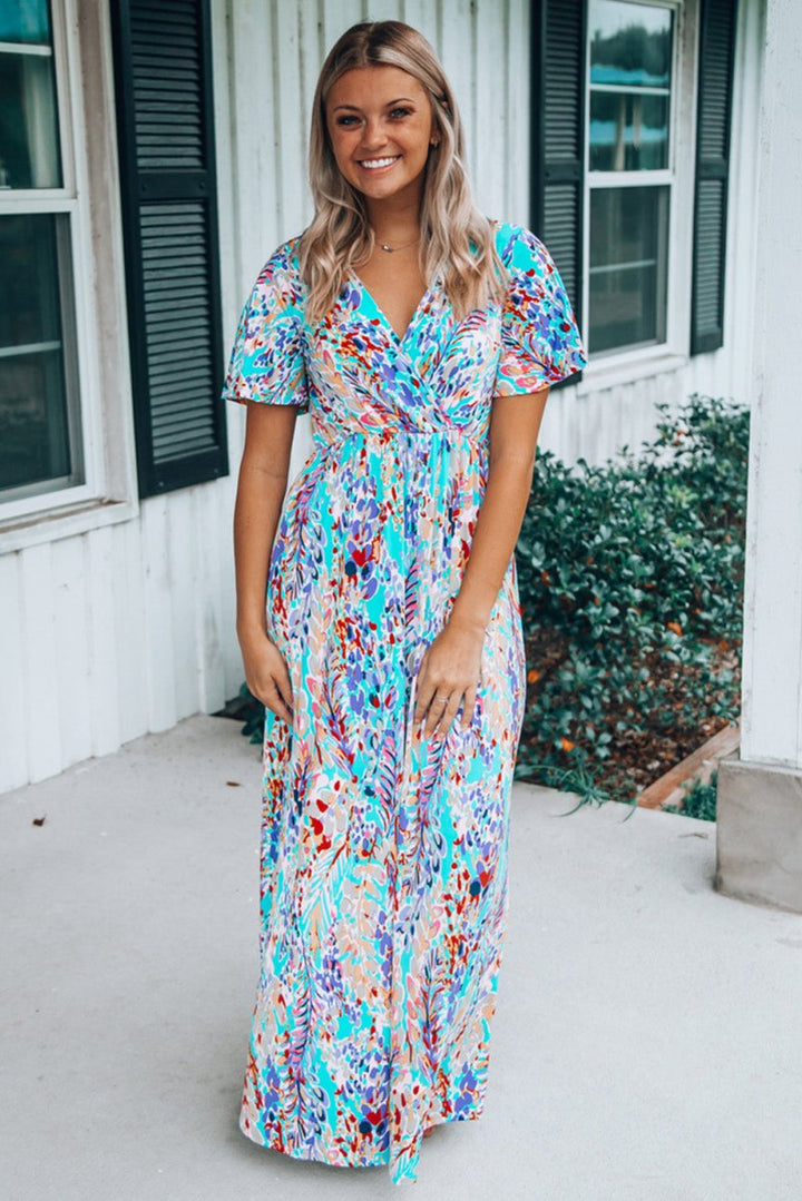 Briallen Wrap V-neck Floral Maxi Dress - Rebel Nomad