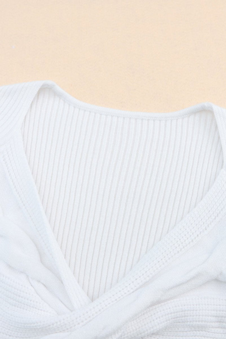 Brianna Cable Crossed V Neck Sweater - Rebel Nomad