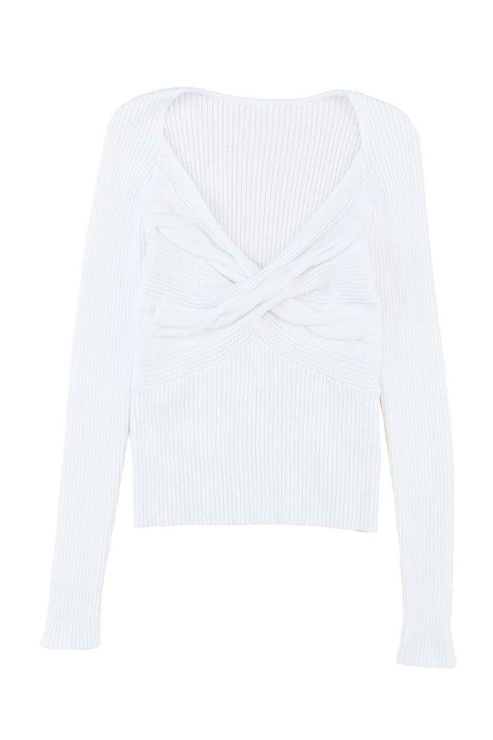 Brianna Cable Crossed V Neck Sweater - Rebel Nomad