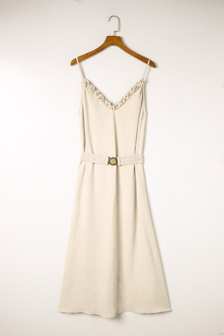 Bystrys V Neck Sleeveless Maxi Dress with Elastic Belt - Rebel Nomad