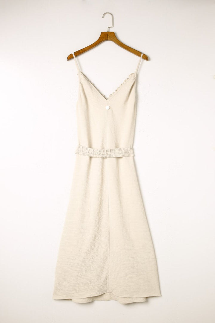 Bystrys V Neck Sleeveless Maxi Dress with Elastic Belt - Rebel Nomad