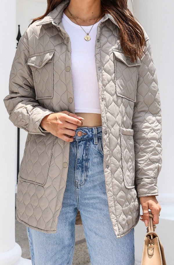 Calliope Big Pockets Quilted Button Down Puffer Coat - Rebel Nomad