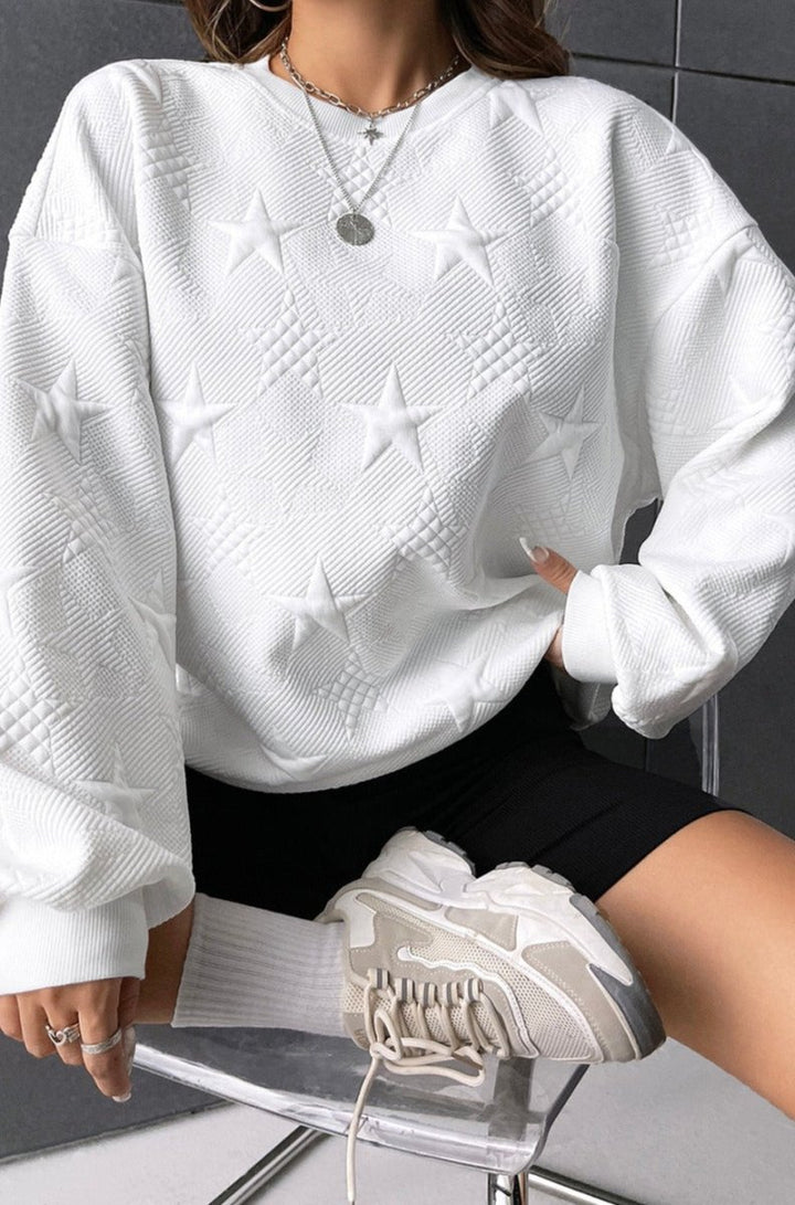 Camilla Star Embossed Textured Drop Shoulder Sweatshirt - Rebel Nomad