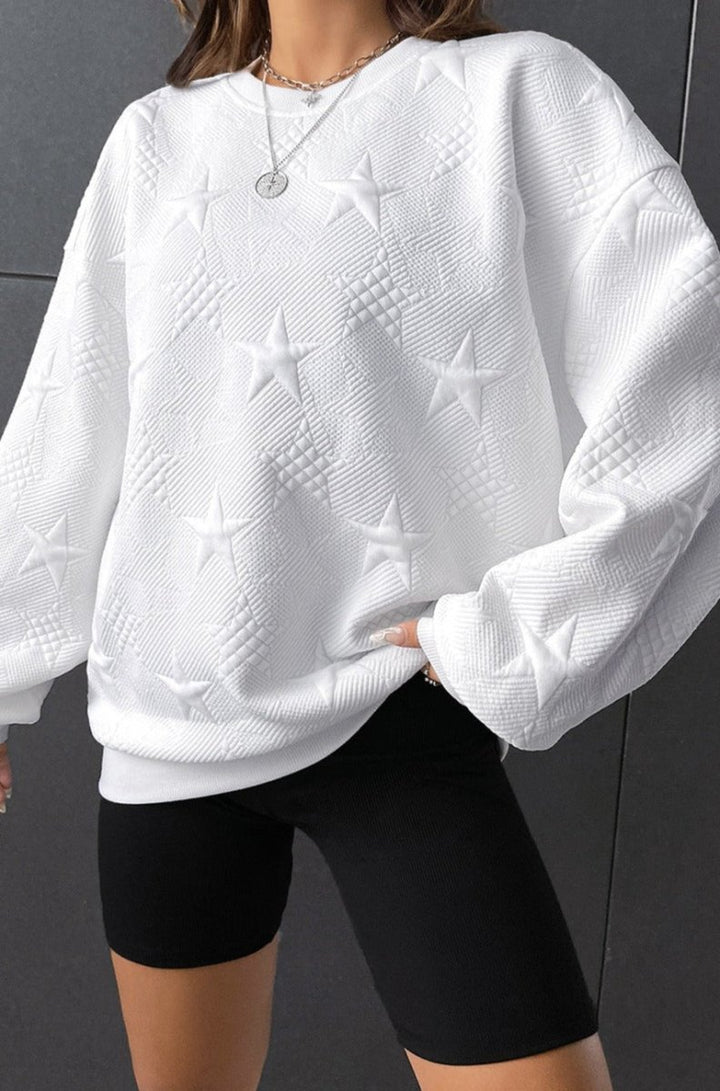 Camilla Star Embossed Textured Drop Shoulder Sweatshirt - Rebel Nomad