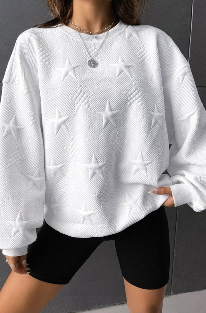 Camilla Star Embossed Textured Drop Shoulder Sweatshirt - Rebel Nomad