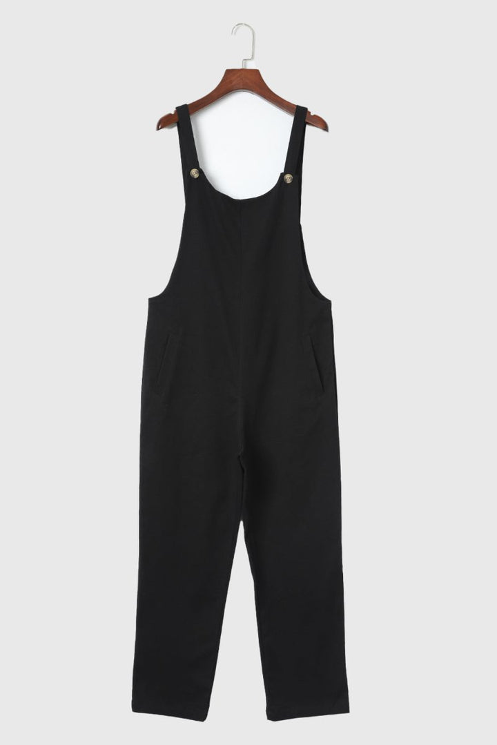 Carissa Button Straps Pocketed Cropped Jumpsuit - Rebel Nomad