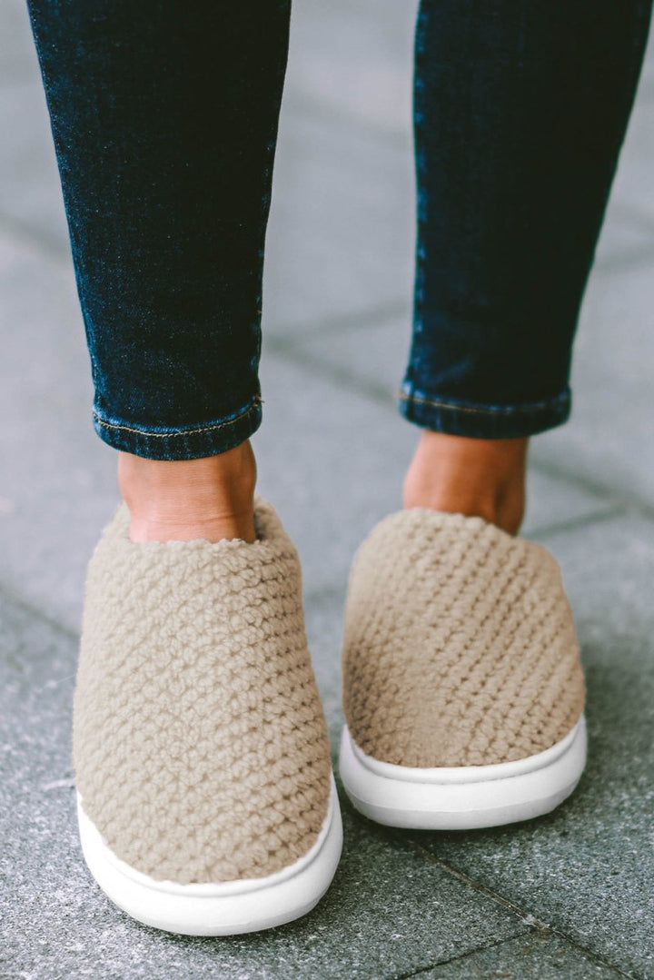 Carita Two-tone Knitted Warm Homewear Slippers - Rebel Nomad