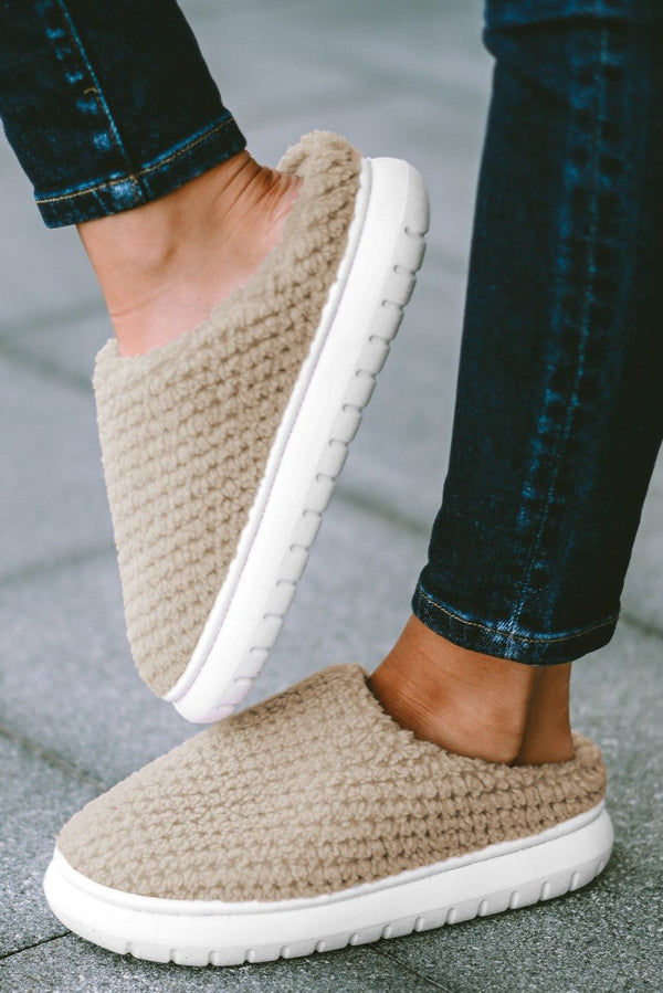 Carita Two-tone Knitted Warm Homewear Slippers - Rebel Nomad
