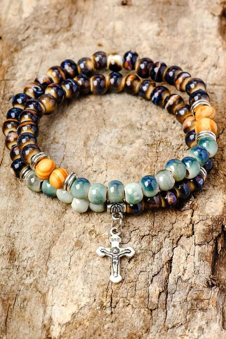 Carline Double-Layered Cross Beading Bracelet - Rebel Nomad