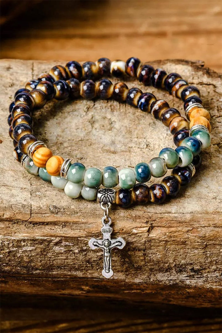 Carline Double-Layered Cross Beading Bracelet - Rebel Nomad