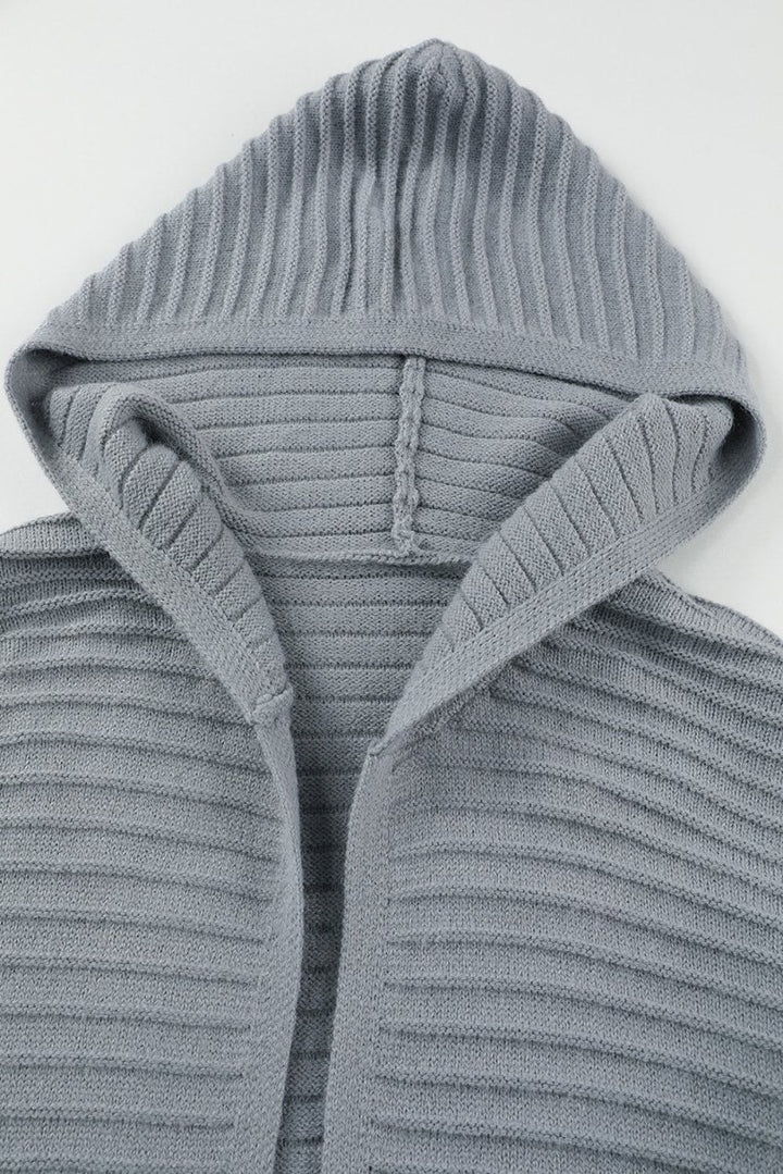 Carolina Horizontal Rib Knitted Open Front Hooded Cardigan - Rebel Nomad