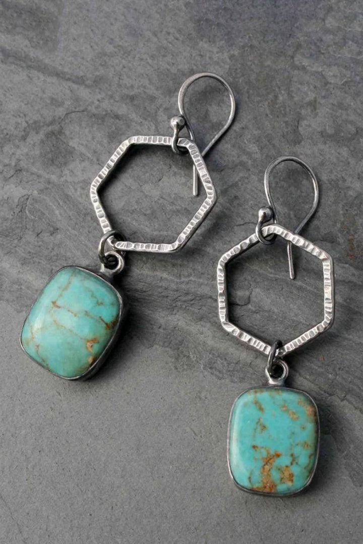 Carroll Vintage Turquoise Geometric Drop Earrings - Rebel Nomad