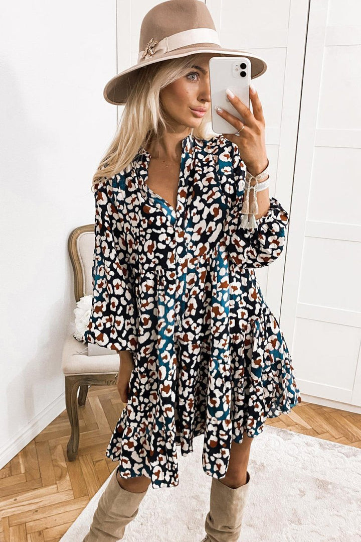 Cassi Bubble Sleeve Ruffled Shirt Dress - Rebel Nomad