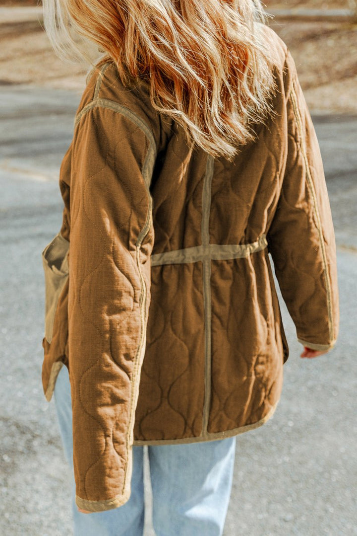 Cassie Stitching Quilted Drawstring Jacket - Rebel Nomad