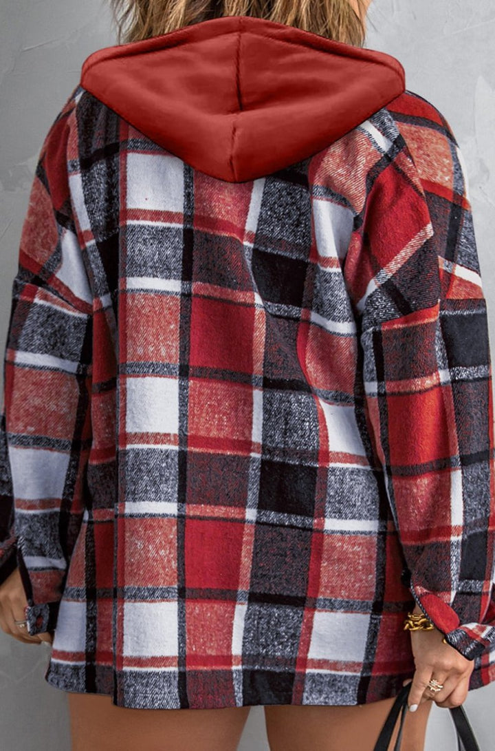 Chantel Plus-Size Plaid Button up Hooded Jacket - Rebel Nomad