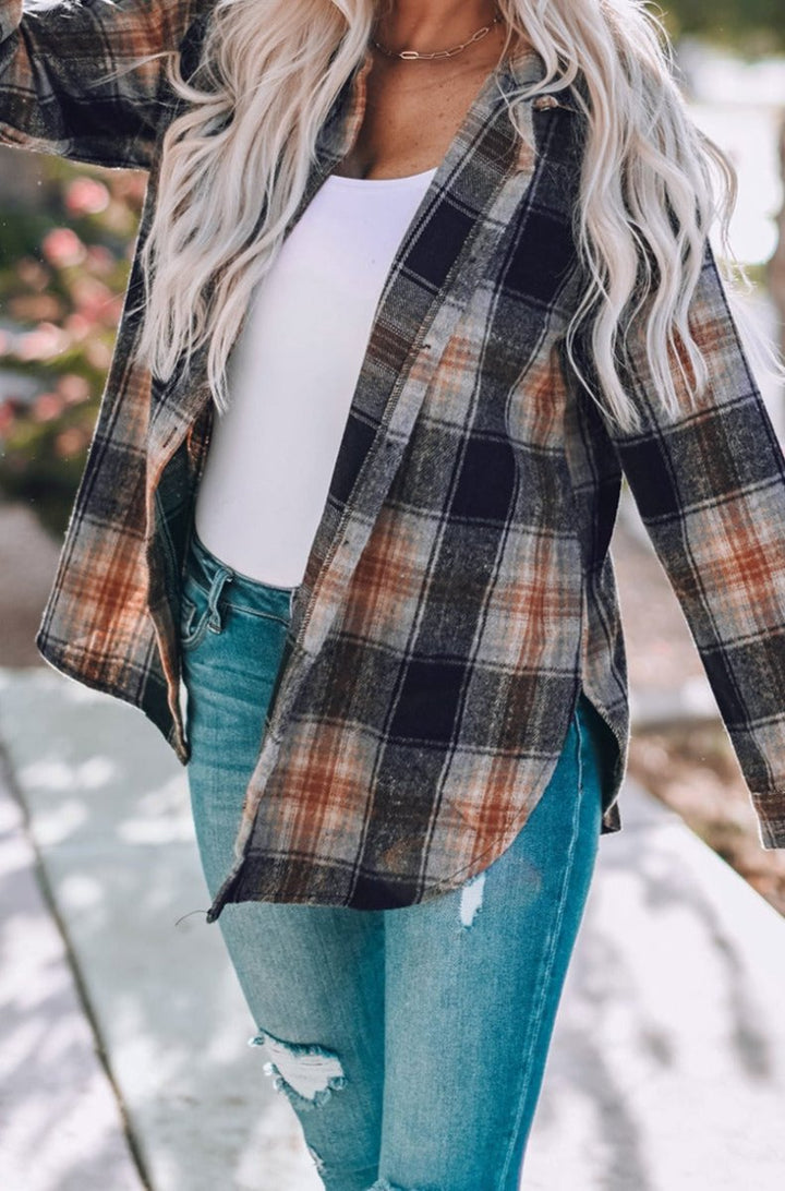 Charissa Oversize Rounded Hem Plaid Shacket - Rebel Nomad