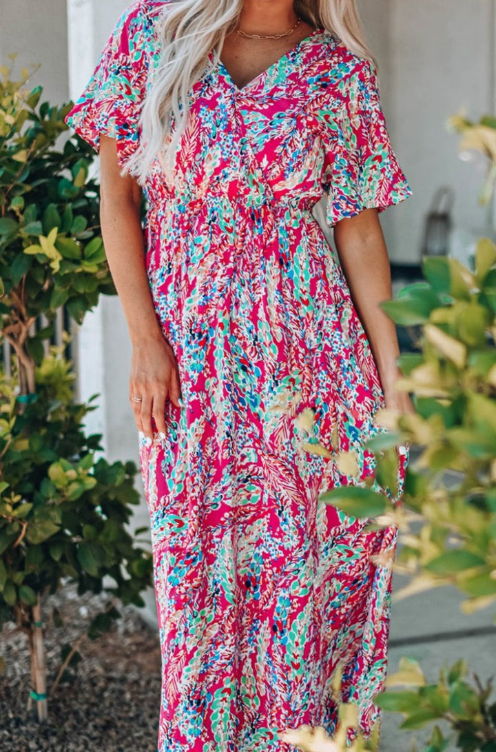 Charlene Wrap V Neck Floral Maxi Dress - Rebel Nomad