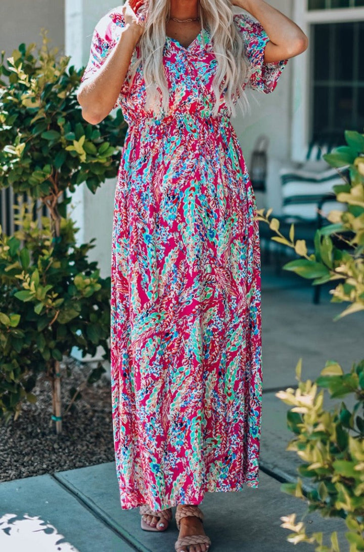 Charlene Wrap V Neck Floral Maxi Dress - Rebel Nomad