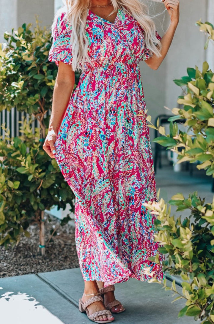 Charlene Wrap V Neck Floral Maxi Dress - Rebel Nomad