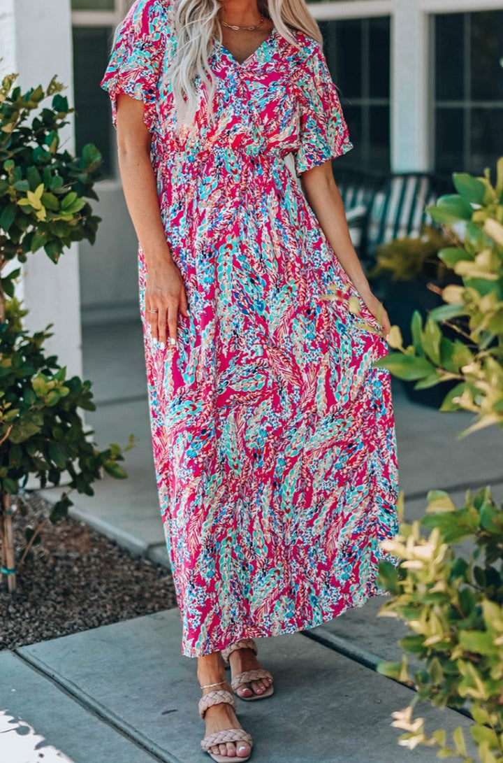 Charlene Wrap V Neck Floral Maxi Dress - Rebel Nomad