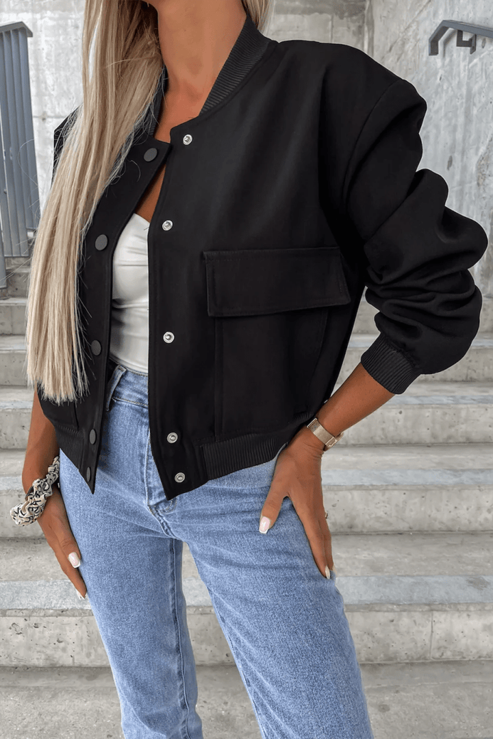 Cheree Big Pockets Baseball Collar Jacket - Rebel Nomad