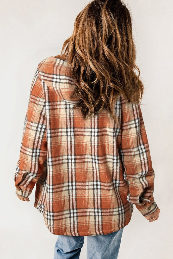 Christa Plaid Pattern Sherpa Lined Hooded Shacket - Rebel Nomad