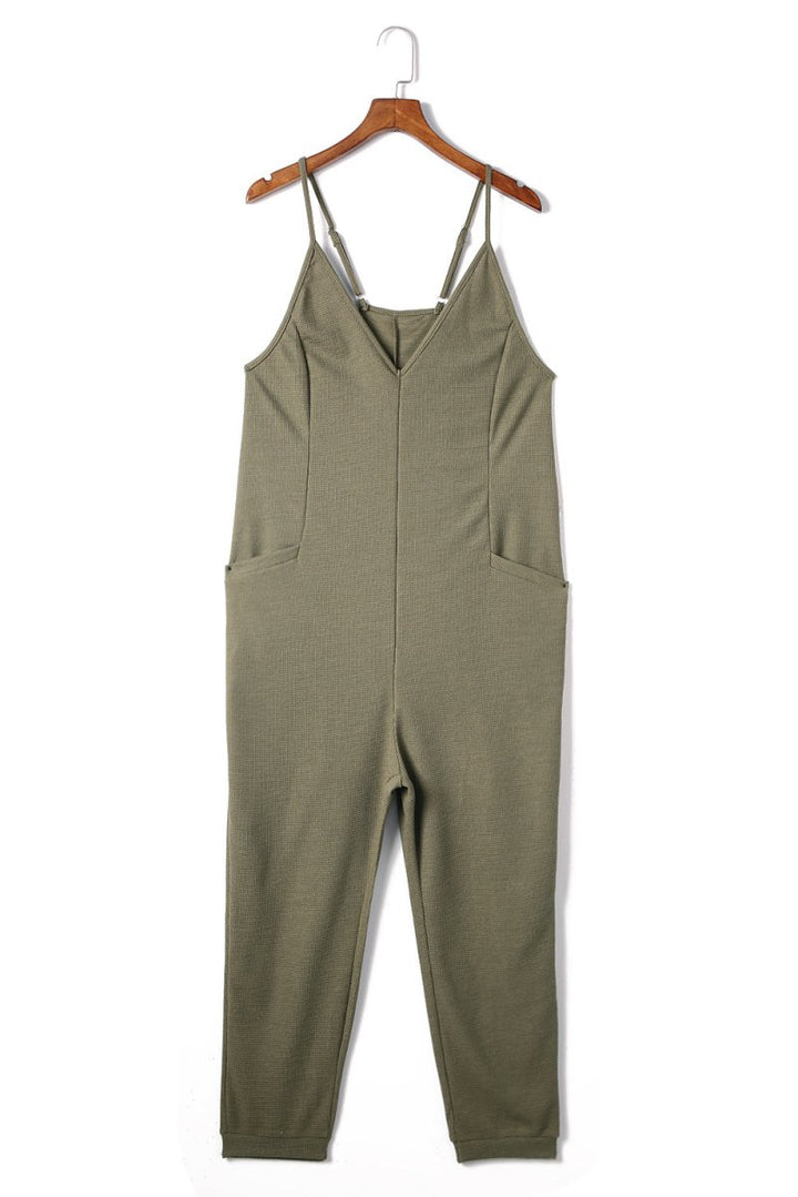 Clare Textured Sleeveless V-Neck Pocketed Casual Jumpsuit - Rebel Nomad