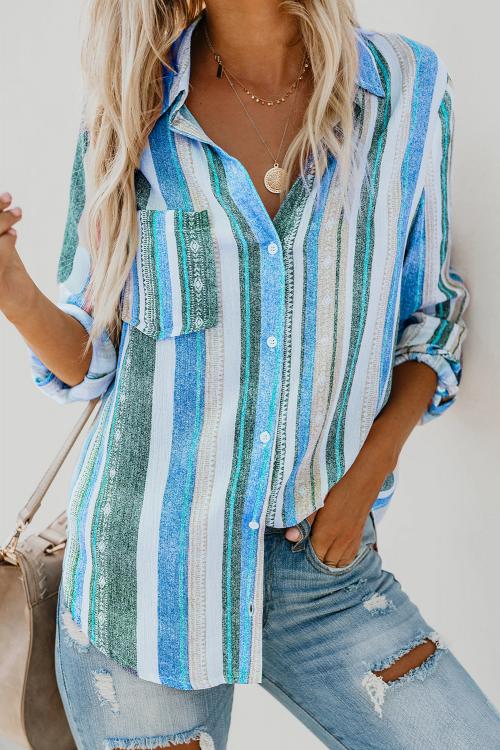 Coco Striped Button Up Top - Rebel Nomad