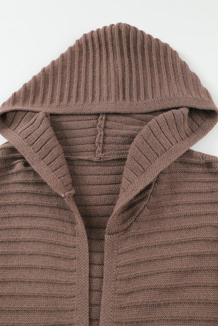 Corie Horizontal Rib Knitted Open Front Hooded Cardigan - Rebel Nomad