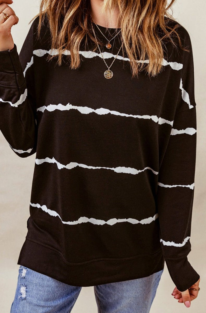 Corvus Striped Abstract Long Sleeve Casual Sweatshirt - Rebel Nomad