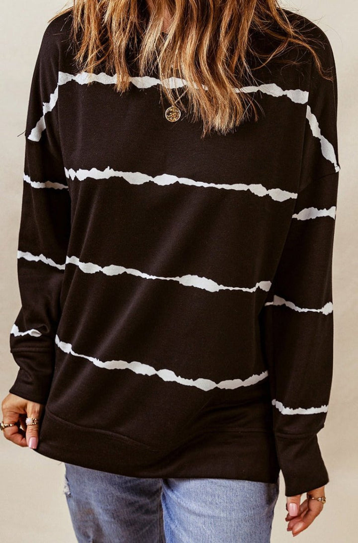 Corvus Striped Abstract Long Sleeve Casual Sweatshirt - Rebel Nomad