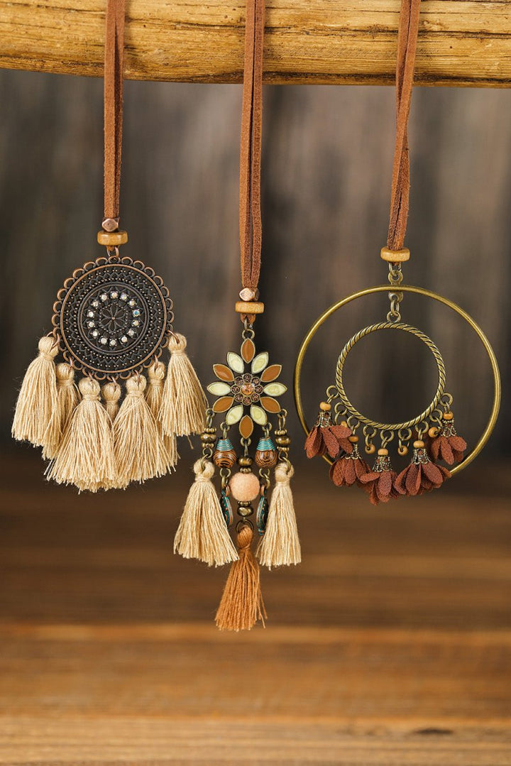 Cosette Multicolor 3pcs Bohemian Retro Tasseled Pendant Necklace - Rebel Nomad