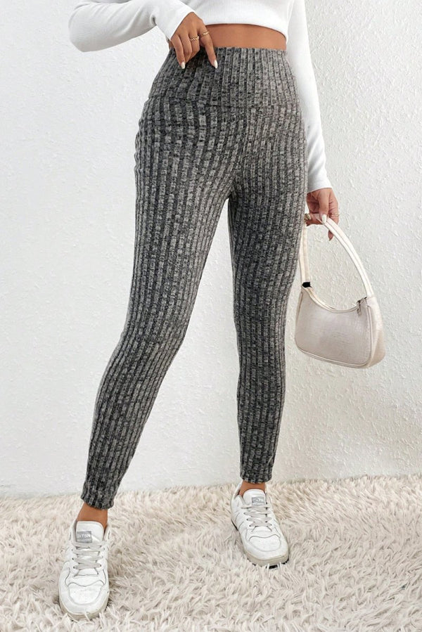 Cosma Wide Waistband Ribbed Textured Knit Leggings - Rebel Nomad