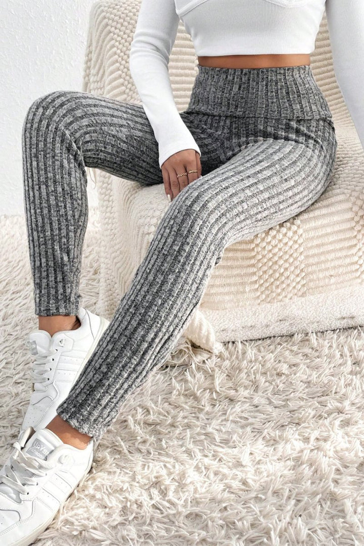 Cosma Wide Waistband Ribbed Textured Knit Leggings - Rebel Nomad