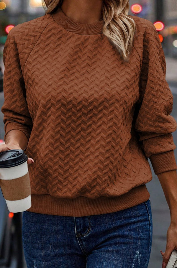 Cythelle Textured Raglan Sleeve Pullover Sweatshirt - Rebel Nomad