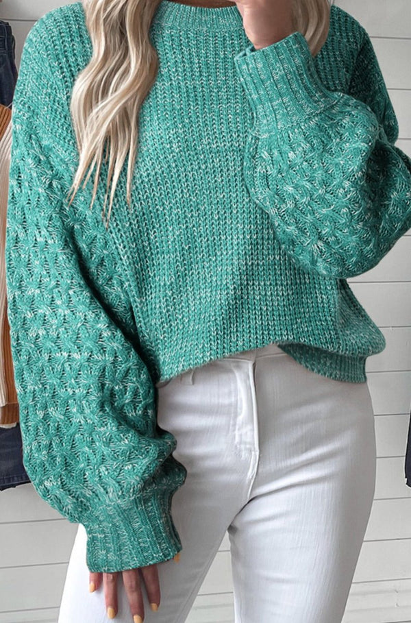 Danna Cable Knit Sleeve Drop Shoulder Sweater - Rebel Nomad