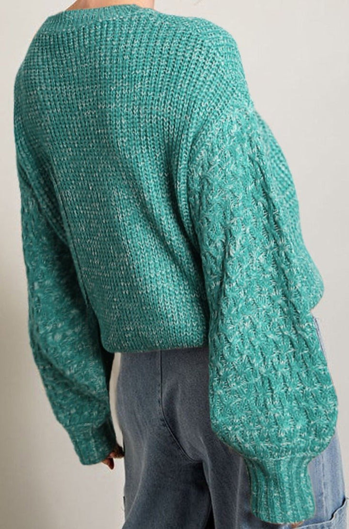 Danna Cable Knit Sleeve Drop Shoulder Sweater - Rebel Nomad