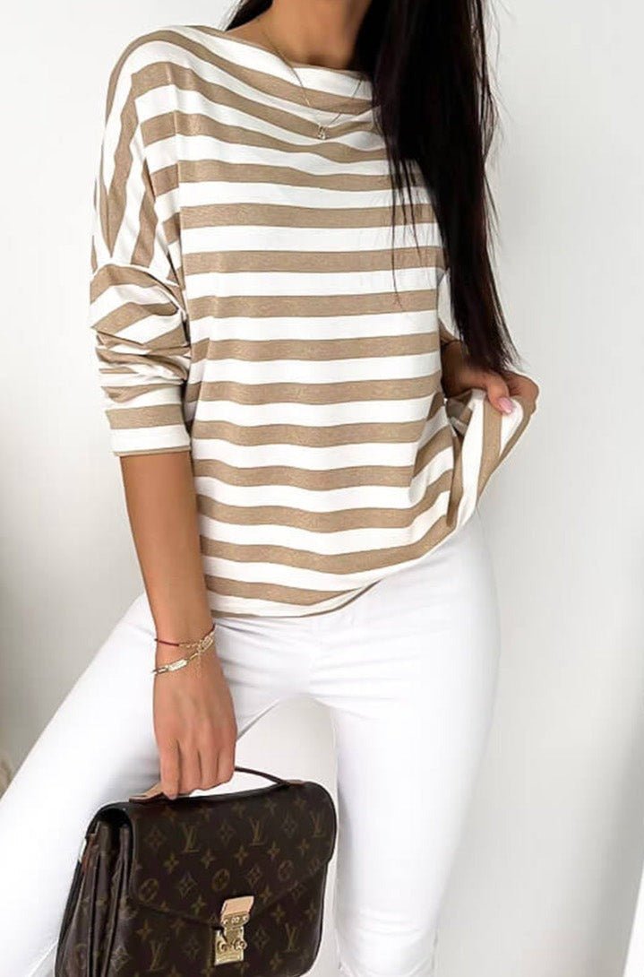 Darci Striped Boat Neck Long Sleeve Top - Rebel Nomad