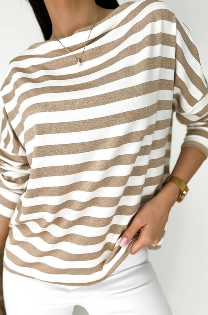 Darci Striped Boat Neck Long Sleeve Top - Rebel Nomad