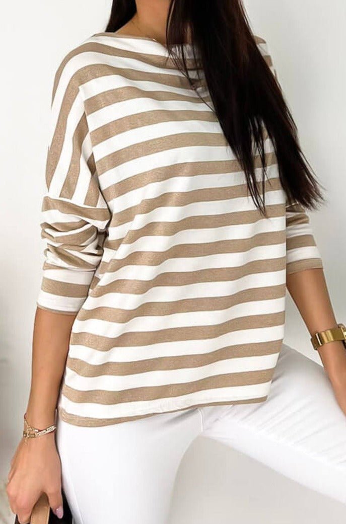 Darci Striped Boat Neck Long Sleeve Top - Rebel Nomad