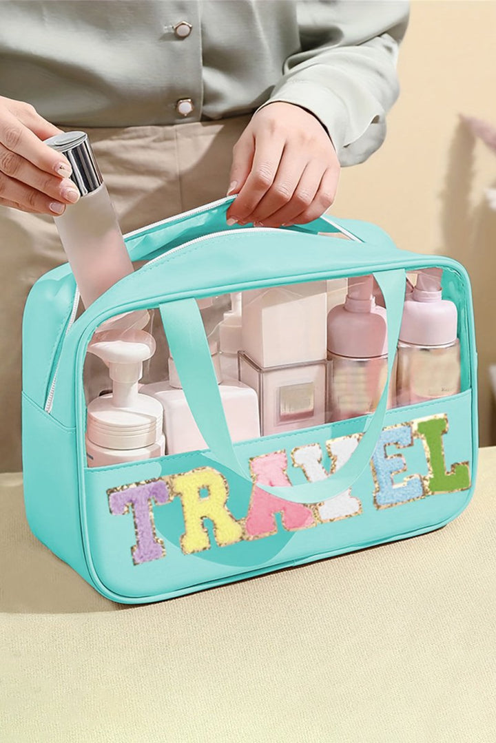 Daryl "TRAVEL" Chenille Letter Clear PVC Makeup Bag - Rebel Nomad